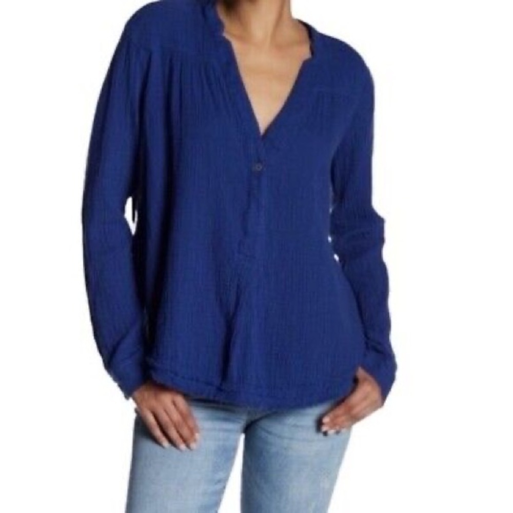 Free People Sapphire Blue Oversized Cotton Top M